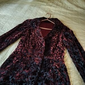 Peggy Jennings Burgundy and Black Floral Blazer